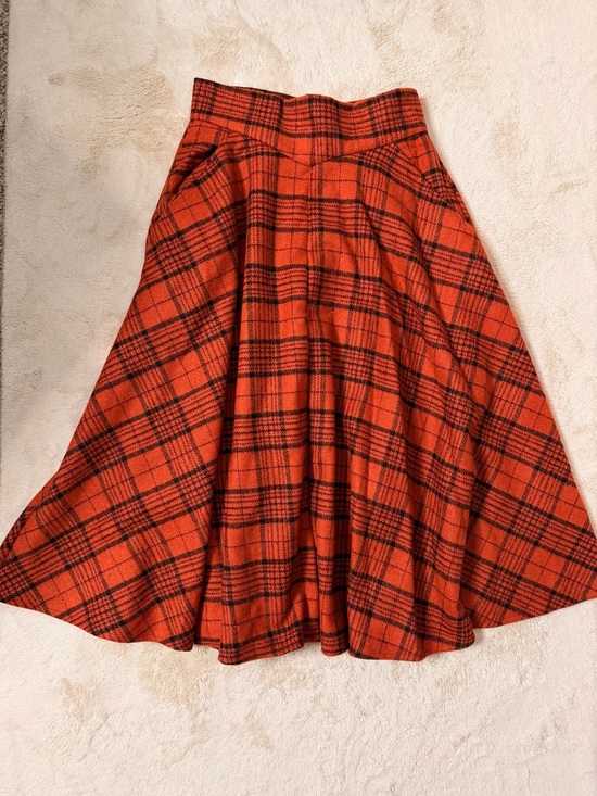Chicwish Dresses & Skirts - ‼️🍁Fall Retro A-Line orange  Plaid Skirt‼️🍁